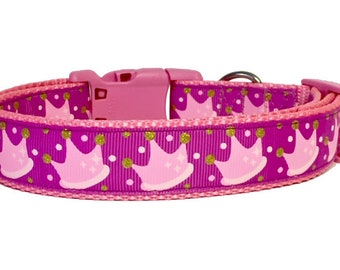 Princess Dog Collar, Dog Gift, Dog Birthday, Crown Dog Collar, Pink Dog Collar