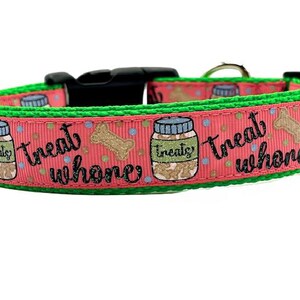 Coleira engraçada para cachorro: design de petisco, fita de nylon Apple Green