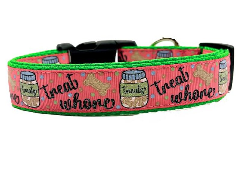 Coleira engraçada para cachorro: design de petisco, fita de nylon Apple Green