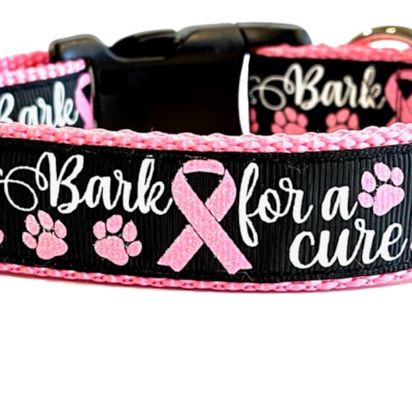 Breast Cancer Dog Collar, Breast Dog Collar, Cancer Dog Collar, Bark for a Cure Collar