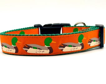 Eendenhalsband: wilde eendgroen nylon, optioneel riem