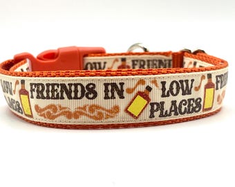 Friends in Low Places Dog Collar: Country Music Ribbon