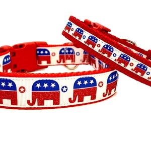 Republican Dog Collar, GOP Elephant Dog Collar, Republican Dog Leash, Vote Dog Collar