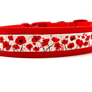 Poppy Flower Dog Collar: Red Garden Design image 4
