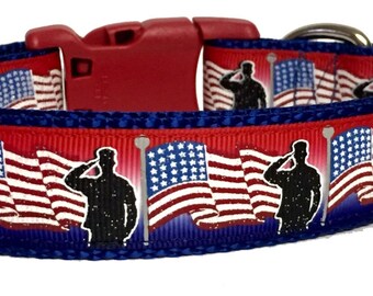 Military Flag Dog Collar, Soldier Dog Collar, Memorial Day Dog Collar, 4th of July Dog Collar