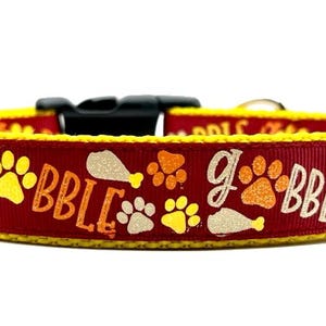 Turkey Dog Collar, Fall Dog Collar, Thanksgiving Collar, Gobble Gobble Dog Collar or leash