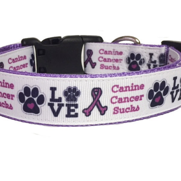 Canine Cancer Dog Collar, Cancer Sucks Dog Collar, Dog Gift,