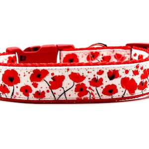 Poppy Flower Dog Collar: Red Garden Design image 1