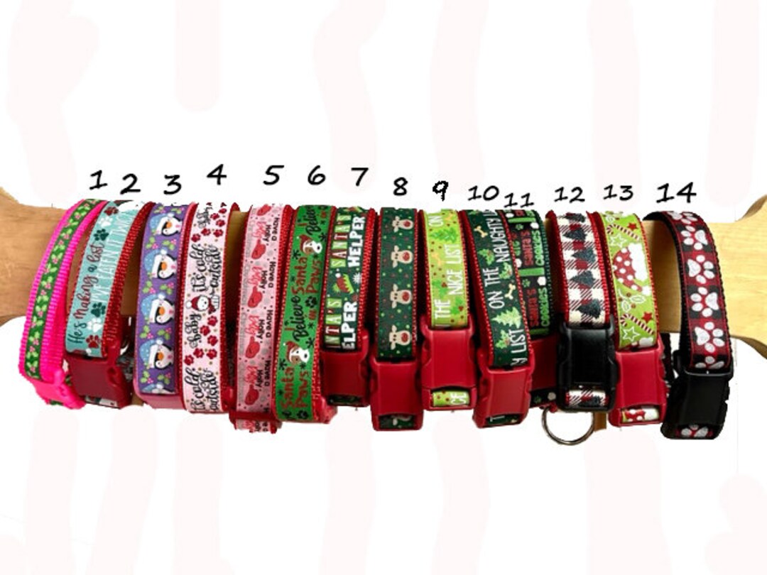 Medium READY to SHIP Christmas Dog Collar, Holiday Dog Collar, Santa
