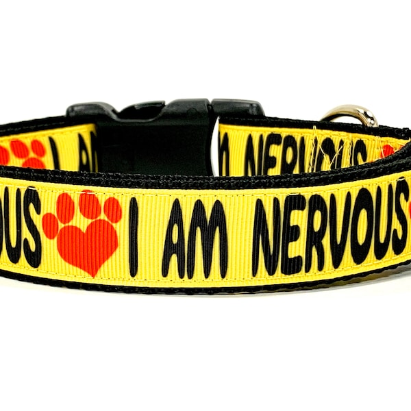 I AM NERVOUS Dog Collar or Leash,  Special Needs Dog, Anxiety Dog Leash,