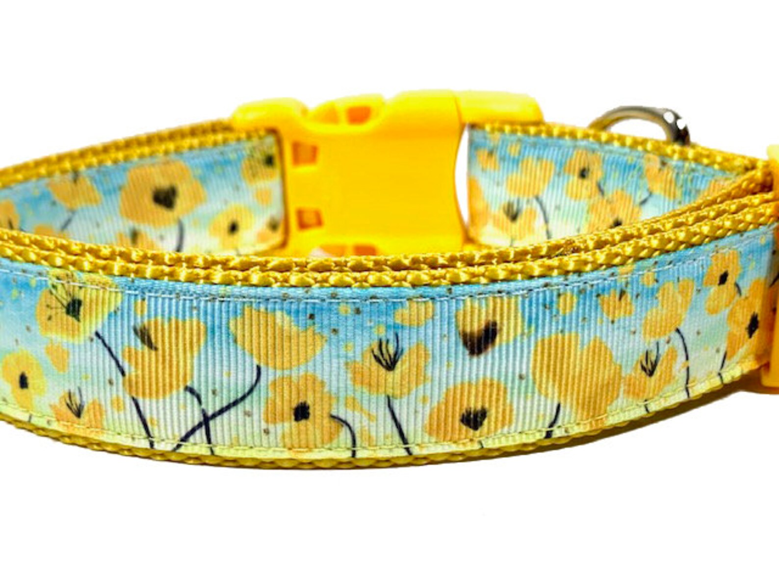 Yellow Poppy Dog Collar Yellow Flower Dog Collar Garden Dog Etsy UK