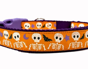 Halloween Dog Collar, Bat Dog collar, Skeleton Dog Collar, Bones Dog Collar