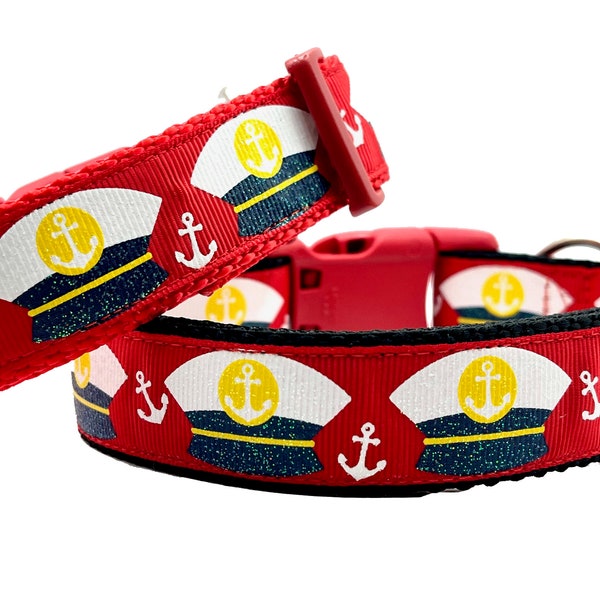 Captain Hats Dog Collar, Nautical Dog Collar, Sailing collar, ship collar
