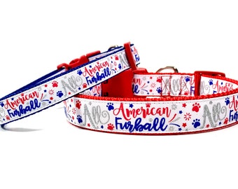 4th of July Dog Collar, USA Collar, Pet Collar, Patriotic Cat Collar, Red White Blue, American Furball
