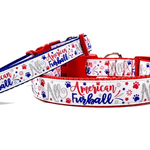 4th of July Dog Collar, USA Collar, Pet Collar, Patriotic Cat Collar, Red White Blue, American Furball