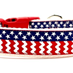 4th of July Dog Collar, USA Collar, Pet Collar, Patriotic Cat Collar, Red White Blue