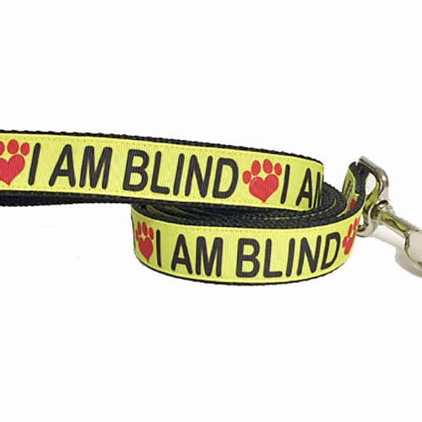 JE SUIS BLIND Dog Leash, Chien ayant des besoins spéciaux, Attention, Collier de chien aveugle,