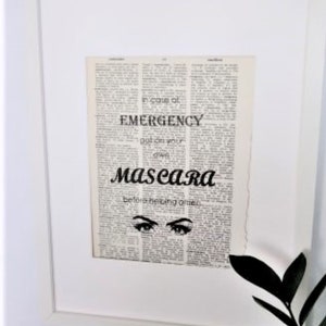 Mascara Emergency Dictionary Art Print Book Page Art image 1