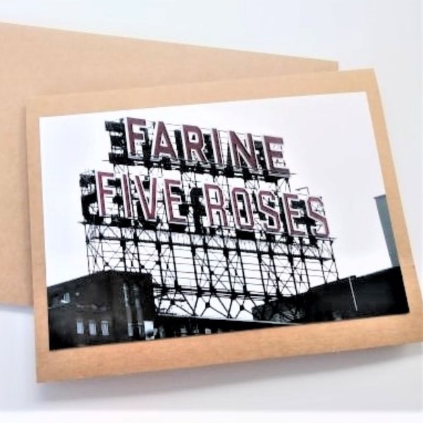 Farine Five Roses Flour Sign Iconic Montreal Landmark Blank Photo Card Fine Art Photography 6.5 x 5 Greeting Card