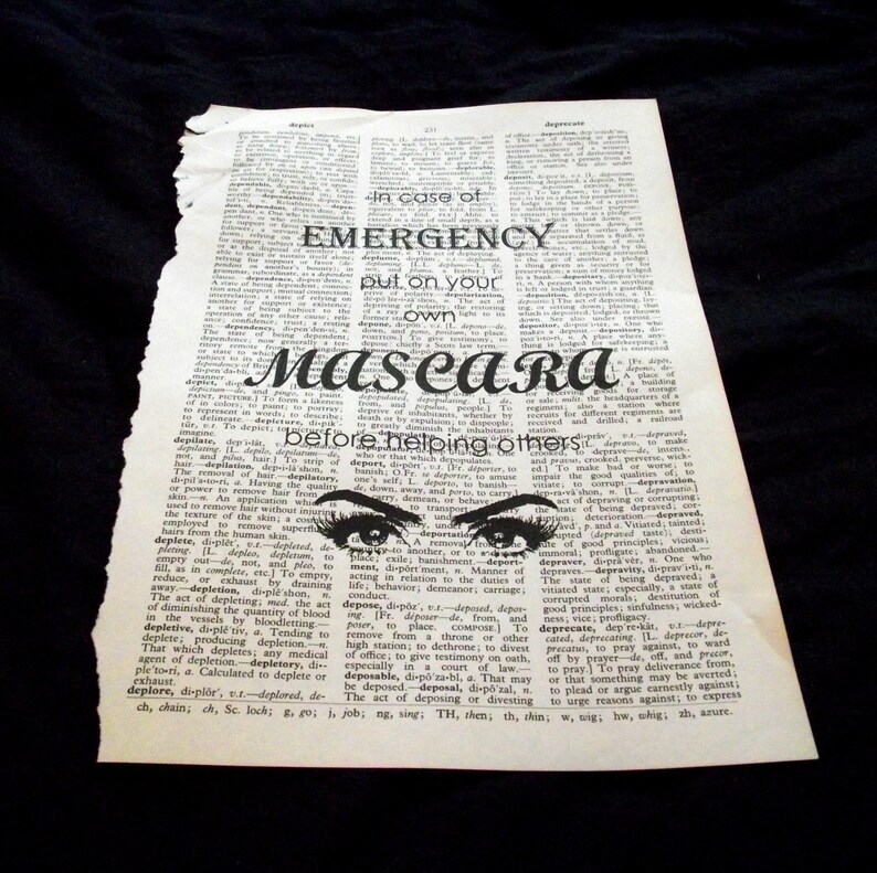 Mascara Emergency Dictionary Art Print Book Page Art image 3