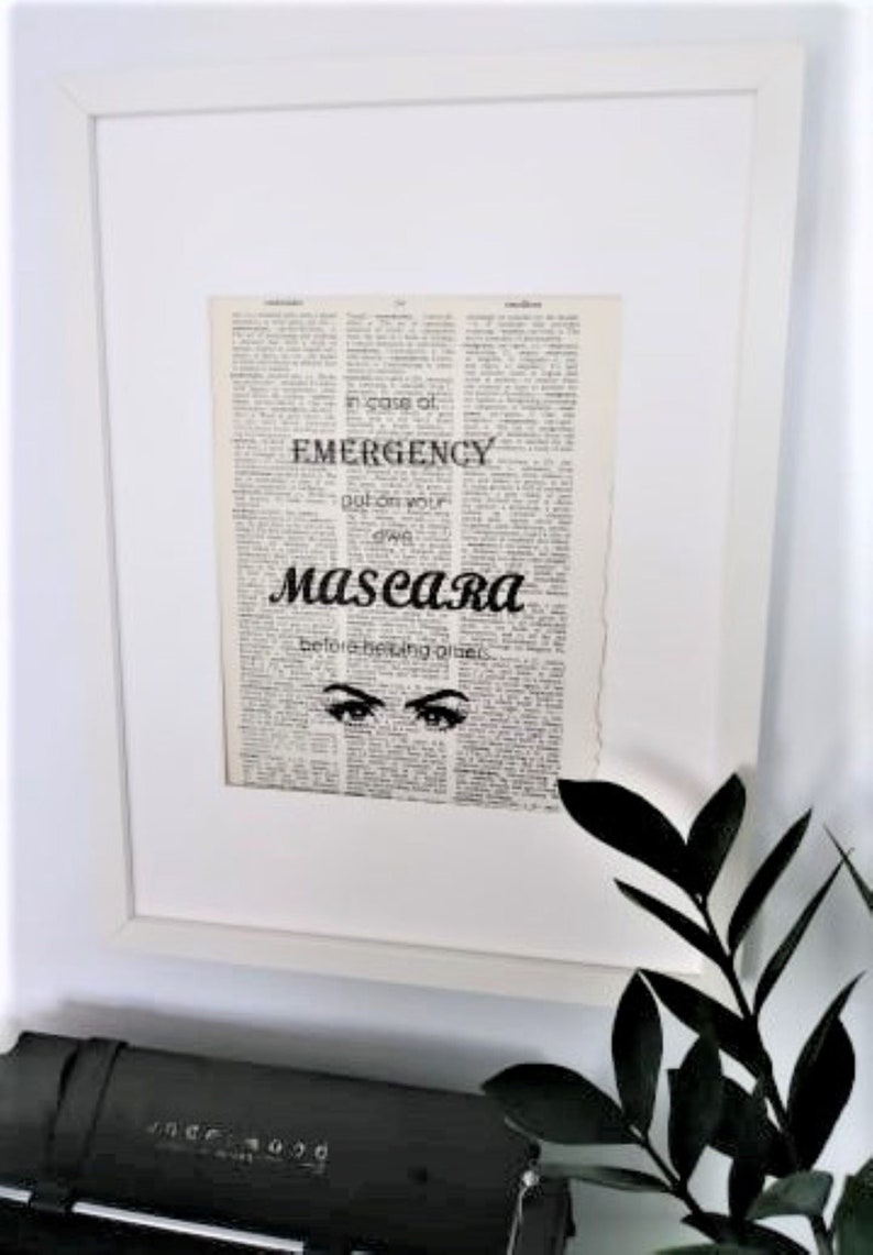 Mascara Emergency Dictionary Art Print Book Page Art image 1