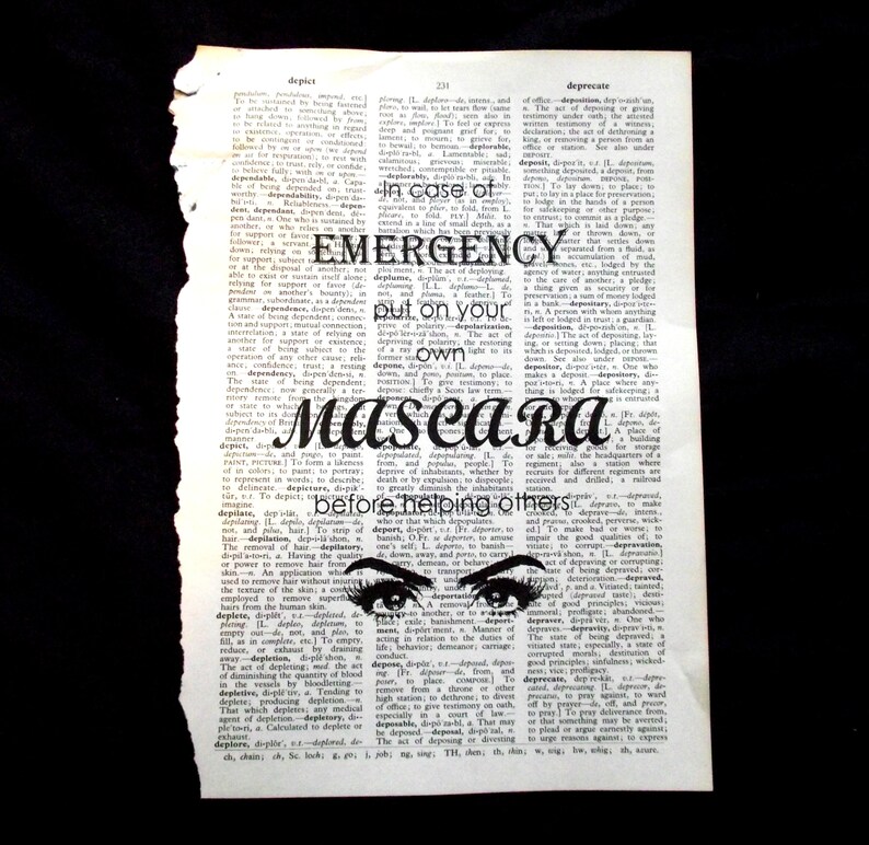 Mascara Emergency Dictionary Art Print Book Page Art image 2