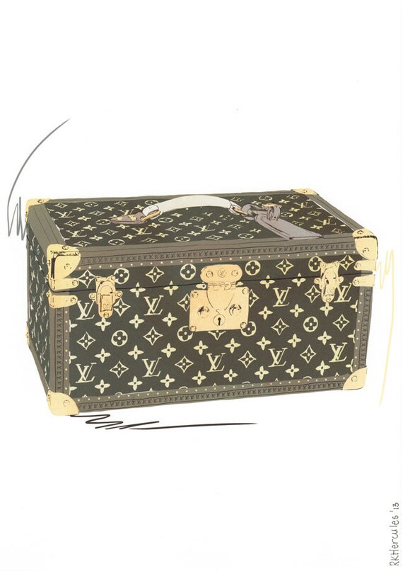 Items similar to Louis Vuitton suitcase case illustration by RKHercules Watercolor Art, Fashion ...