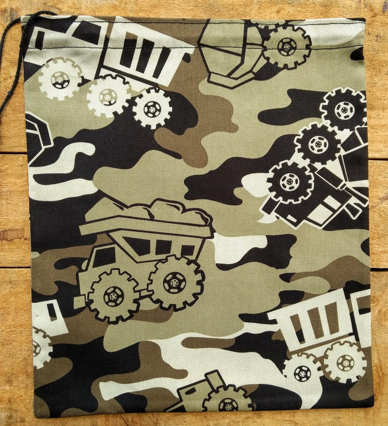 Kids Cotton Headphone Bags Camo Trucks.