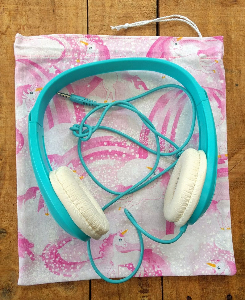 Kids Cotton Headphone Bags Unicorns.