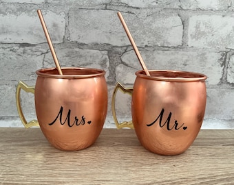 Personalized Cooper Mugs, wedding or bachelorette party gift, Moscow Mule mugs