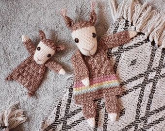 Duo Deal: Llama Ragdoll and Baby Llama mini Ragdoll crochet amigurumi pattern PDF INSTANT DOWNLOAD