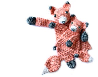 Duo Deal: Fox Ragdoll and Baby Fox mini Ragdoll crochet amigurumi pattern PDF INSTANT DOWNLOAD