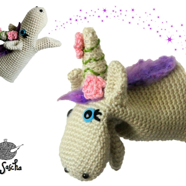 Unicorn Puppet crochet pdf pattern INSTANT DOWNLOAD