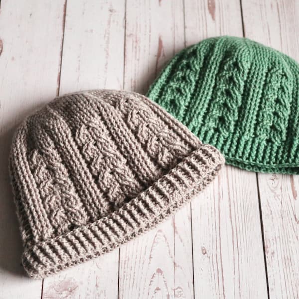 Celtic Cable Hat crochet pdf pattern INSTANT DOWNLOAD