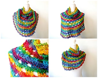 Rainbow Ponchette crochet pdf pattern INSTANT DOWNLOAD