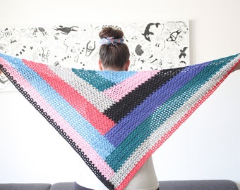 Color Block Shawl crochet pdf pattern INSTANT DOWNLOADq