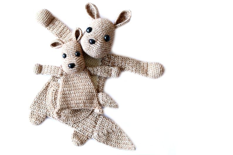 Duo Deal: Kangaroo Ragdoll and Baby Kangaroo mini Ragdoll crochet amigurumi pattern PDF INSTANT DOWNLOAD image 1