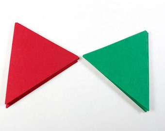 Triangle Flags Die Cuts, Red and Green Pennant Flags, DIY Triangle Flag Banner, Tags, Paper Triangles, Holiday, Christmas, Wedding, Shower