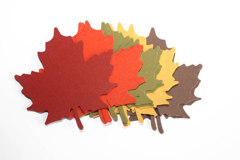 25 Autumn Leaf Die Cuts, Paper Maple Leaves, Thanksgiving Leaves Table Decor, Leaf Gift Tags image 1