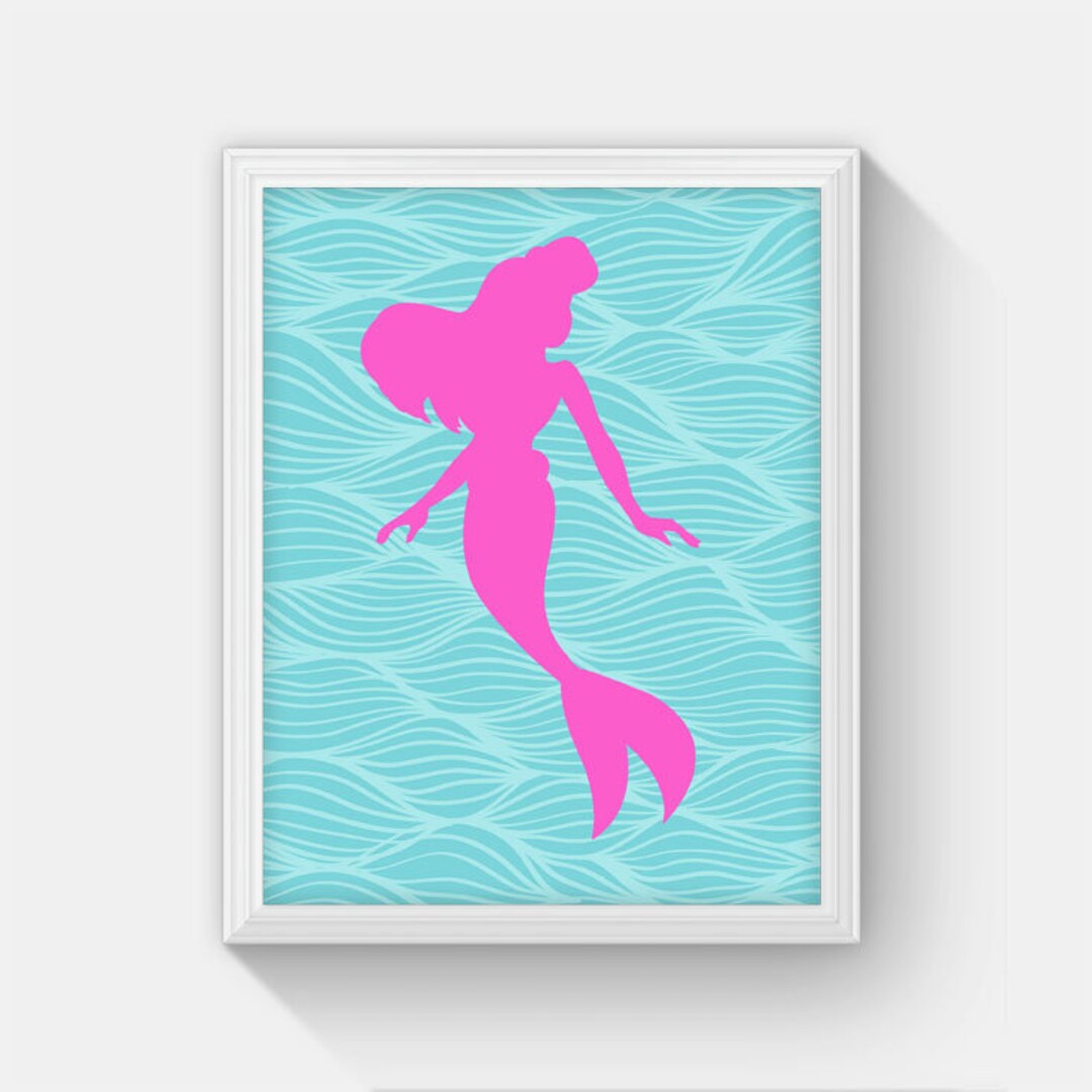 Printable Mermaid Decor, Instant Download Pink Mermaid Art Print ...