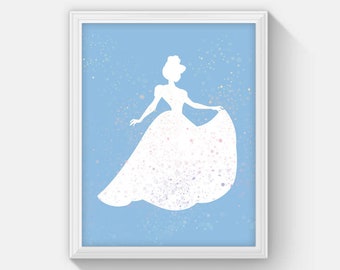 Blue Princess Nursery Art Print Instant Download, Princess Printable Gril Room Fairytale Print, Babyshower, Birthday Party Decor Gift