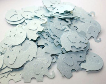 50 Light Blue Shimmer Elephant Confetti, Boy Baby Shower Elephant Decor, Blue Elephants, Elephant First  Birthday Boy