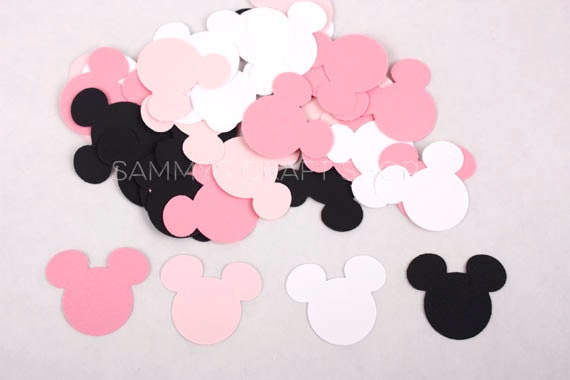 Minnie Mouse Confetti Black Pink and White Minnie Mouse Birthday Party Decorations Minnie Mouse Baby Shower Cut Outs Party