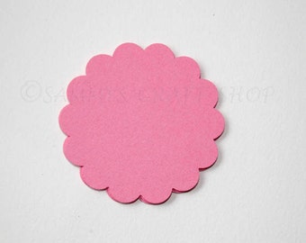 25 2 inch Pink Scalloped Die Cut Paper Circles, Paper Rounds, Tag, Label, Paper Goods, Gift Tag, Wedding, Baby Shower, Bridal Shower