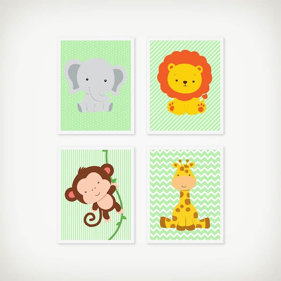 Jungle Nursery Art Printable Set Instant Download Monkey | Etsy