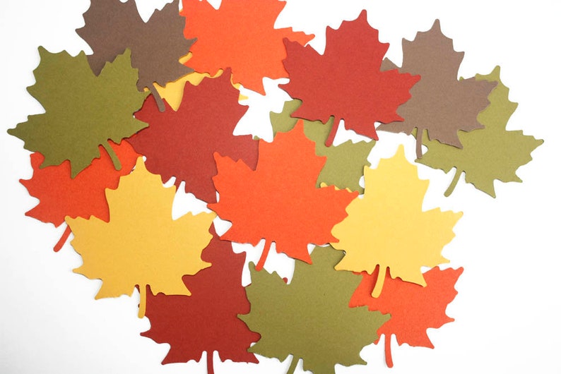 25 Autumn Leaf Die Cuts, Paper Maple Leaves, Thanksgiving Leaves Table Decor, Leaf Gift Tags image 4