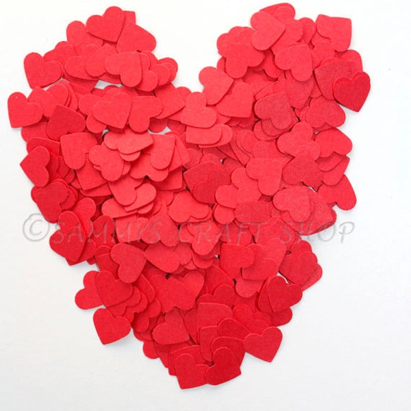 300 MINI Red Heart Confetti, Valentine's Day Die Cut Confetti Hearts, Love Wedding, Bridal Shower, Baby Shower, Party Decor