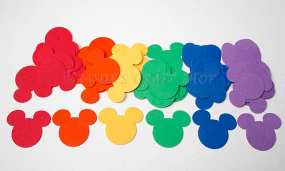 100 Rainbow Colored Mickey Mouse Confetti, Die Cuts, Minnie Mouse, Mickey Mouse Birthday Party, Baby Shower, Mickey Party, Mickey Mouse Ears