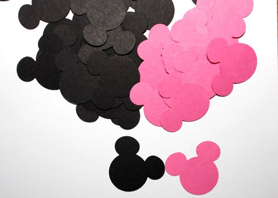 100 Black and Pink Minnie Mouse Confetti Birthday Party Supplies Baby Minnie Baby Shower Table Decorations Paper Cut Outs