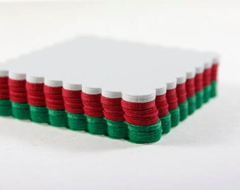 30 Scalloped Squares, Red, Green & White, Christmas Colors, Die Cut Paper Squares, Die Cut Scallop, DIY Tag, Gift Tag, Christmas Paper